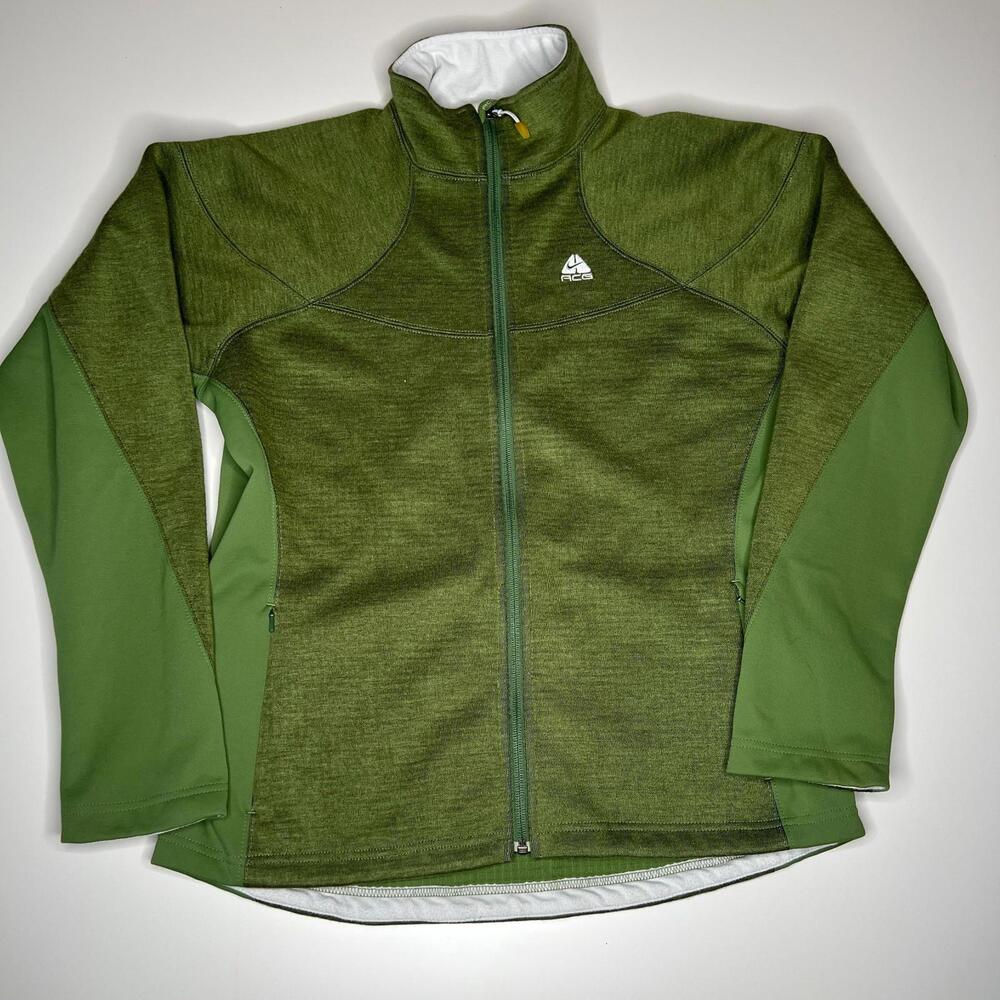 Nike ACG Women’s Green‎ Full Zip Fleece Jacket Size L Waffle Lined Outdoor